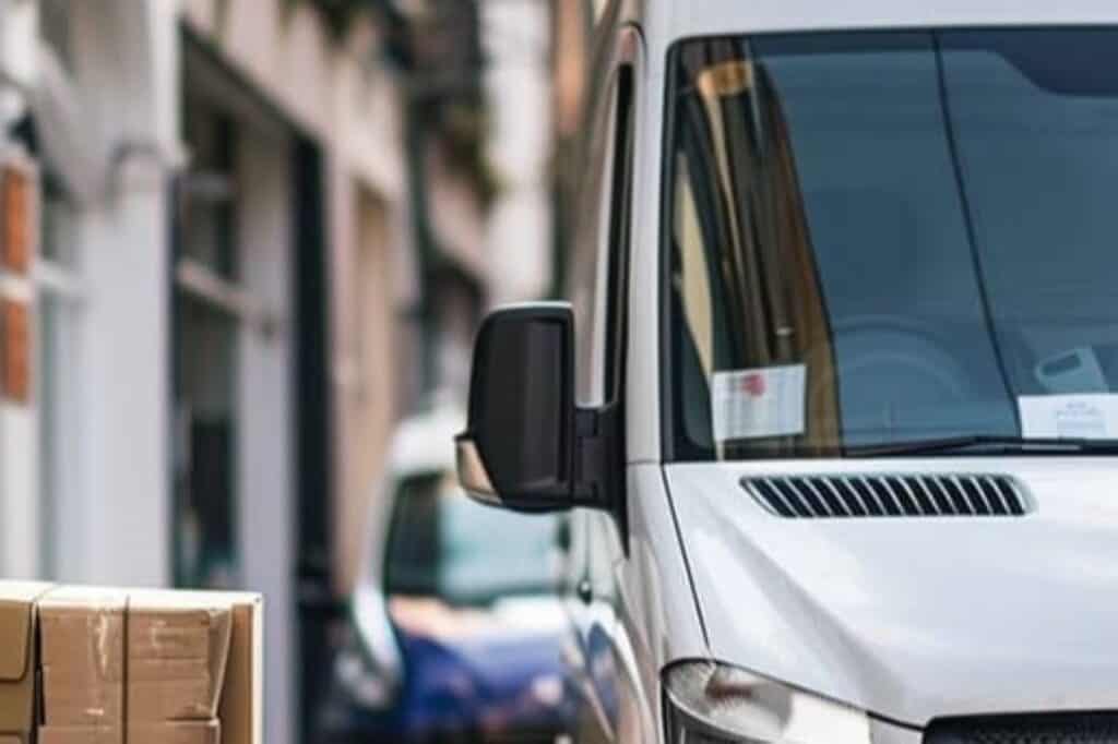 A white van at the side of the street