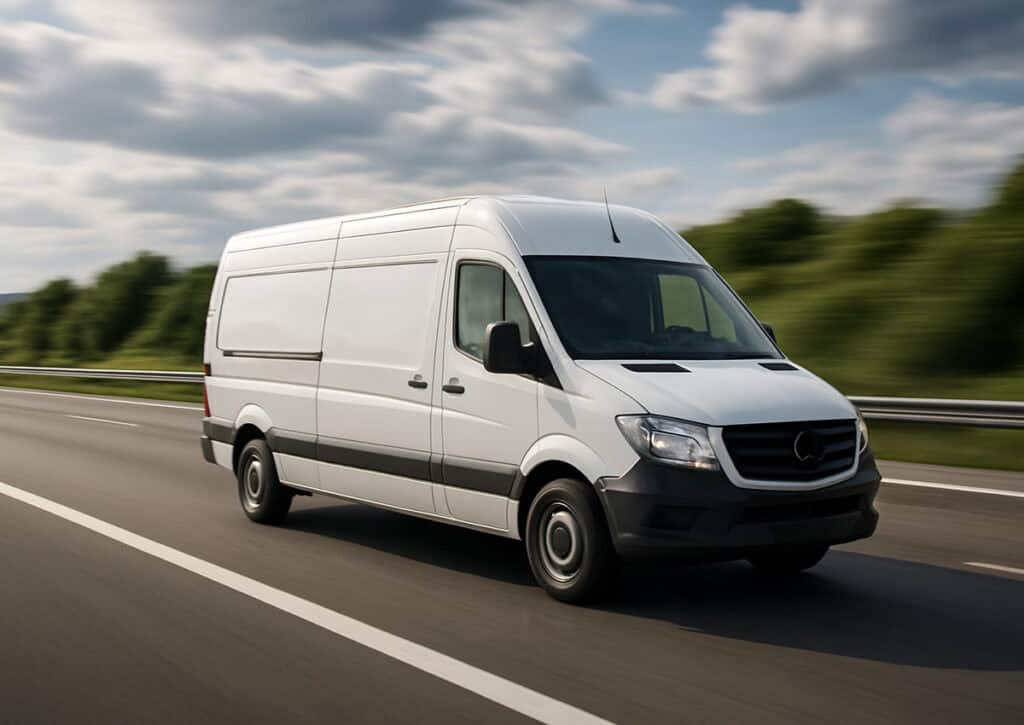 white van on the motorway